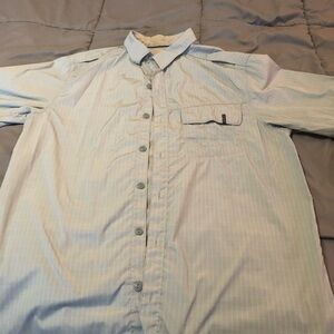 SALE!!! Columbia Omni-shade fishing shirt—size large in light blue-ish grey. EUC